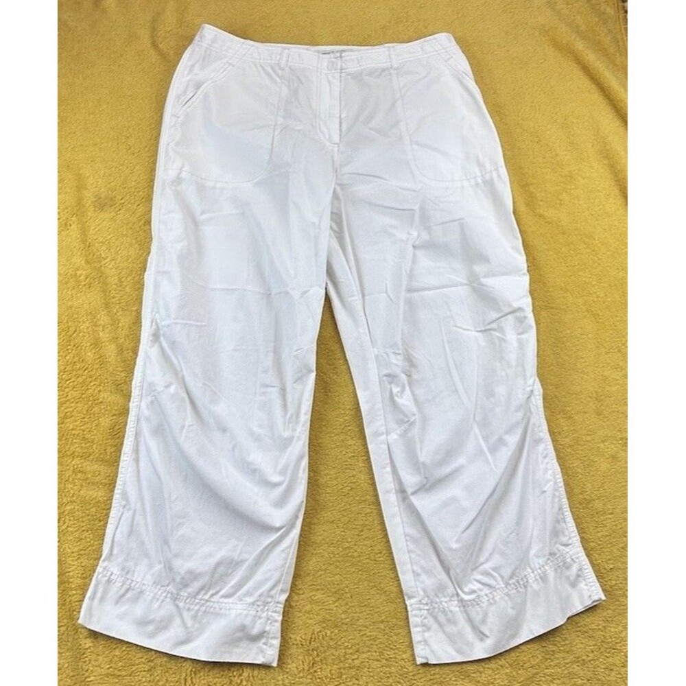 J Jill Genuine Fit At Waist White Pants Womens 14 Squared Pockets Wide Leg